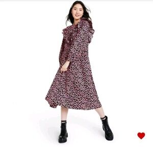 Sandy Liang Black and Pink Floral Dress